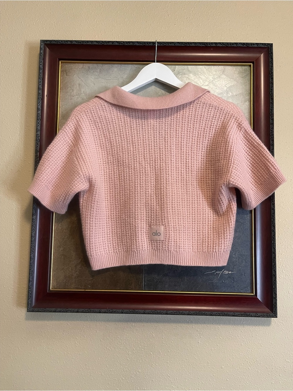ALO Yoga Blush Pink Waffle Knit Two-Piece Loungewear Set - Picture 7 of 10